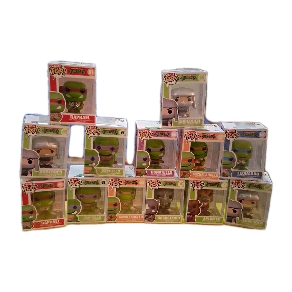 Lot of 13 Teenage Mutant Ninja Turtles Funko Bitty Pop! TMNT Figures with Chase